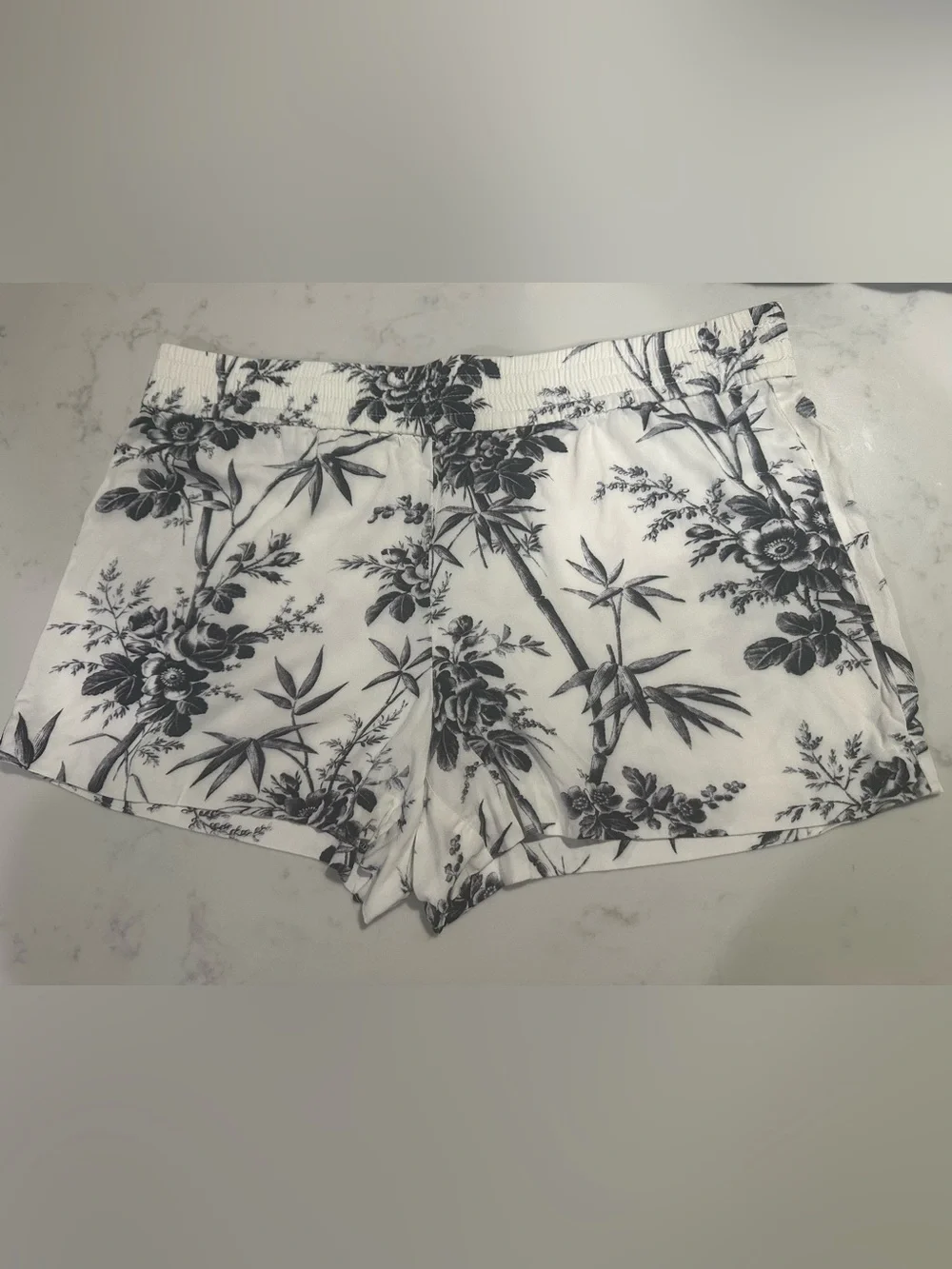 Loft Black & White Floral Pull-On Shorts